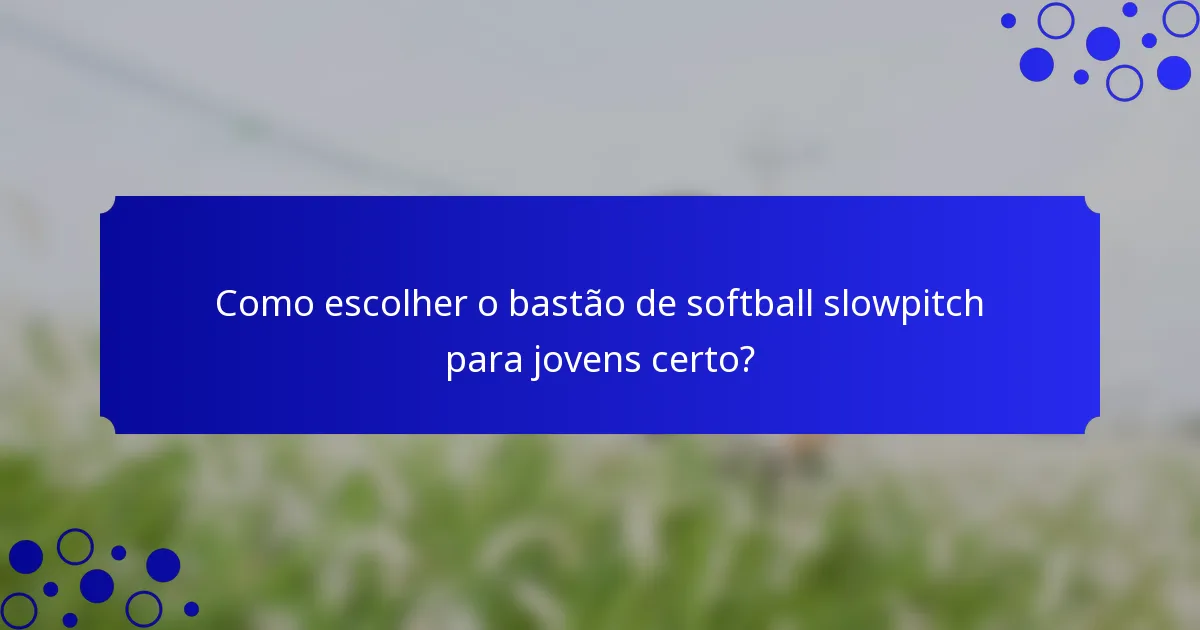 Como escolher o bastão de softball slowpitch para jovens certo?